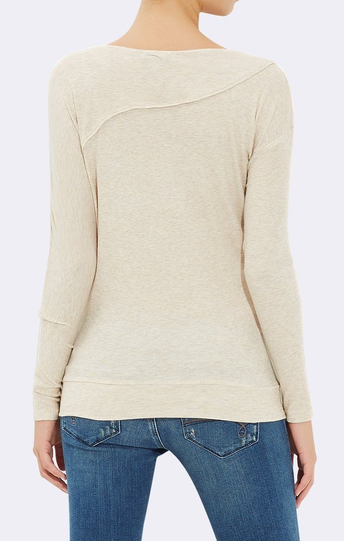 LONG SLEEVE TOP - OATMEAL - Mavi Jeans