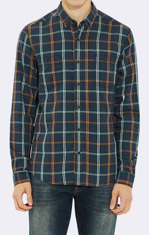 LINED DOUBLE POCKET PLAID SHIRT - GREEN - Mavi Jeans