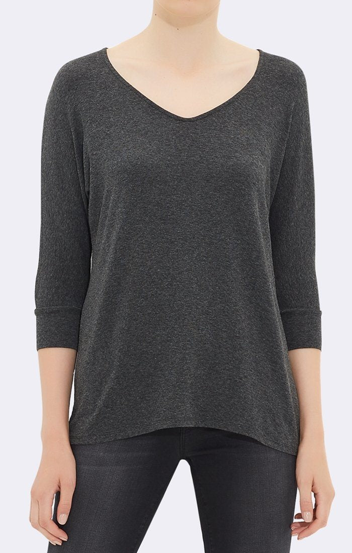 ZIP BACK TOP IN CHARCOAL - Mavi Jeans