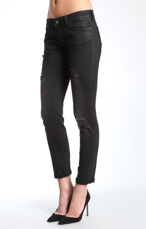 EMMA SLIM BOYFRIEND IN RIPPED BLACK COATED - Mavi Jeans