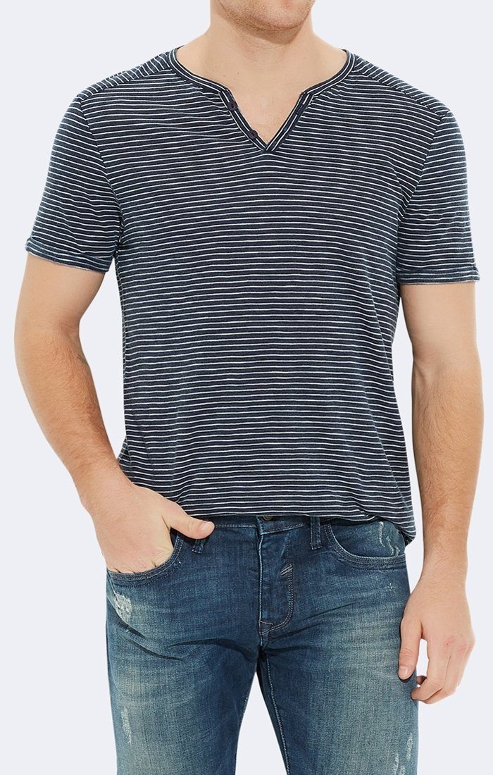 STRIPED HENLEY TEE - Mavi Jeans