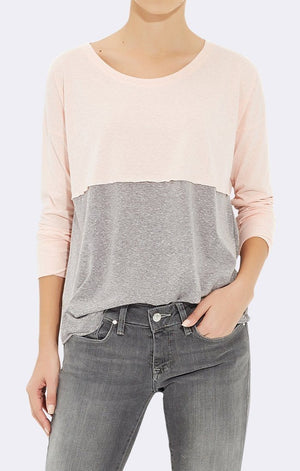 COLOR BLOCK LONG SLEEVE TOP - PINK - Mavi Jeans