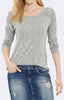 THREE-QUARTER SLEEVE TOP - GREY - Mavi Jeans