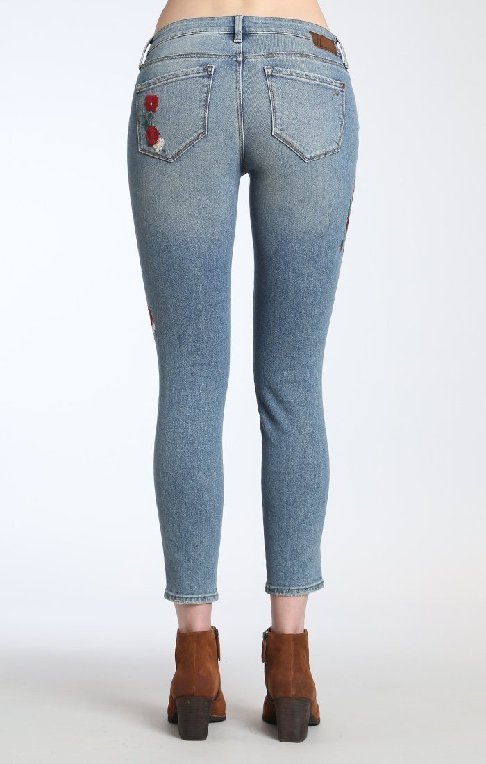 ADRIANA ANKLE SUPER SKINNY IN MID FLOWER EMBROIDERY - Mavi Jeans