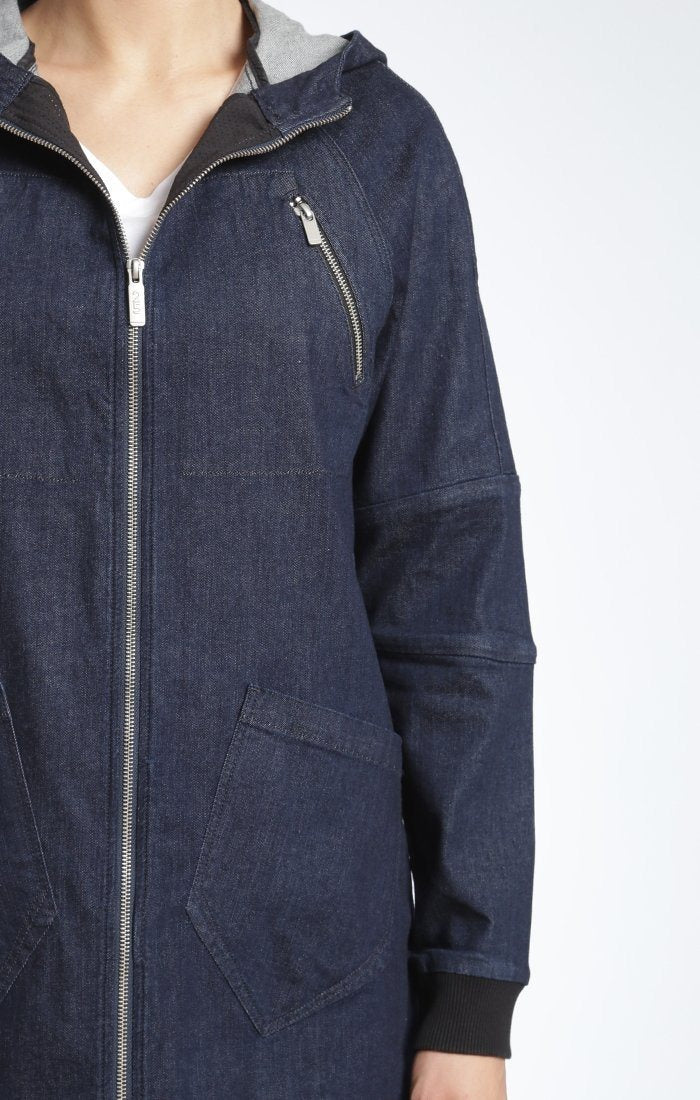 SARA HOODED JACKET IN RINSE DENIM - Mavi Jeans