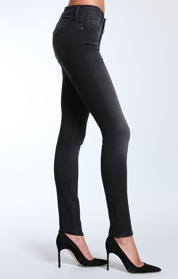 ALEXA SKINNY IN BLACK USED GOLD SATEEN - Mavi Jeans