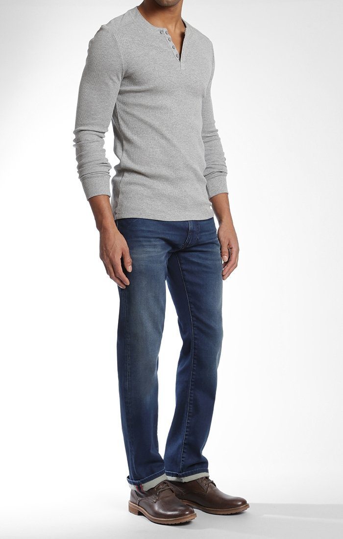 ZACH STRAIGHT LEG IN INDIGO SHADED COATED WHITE EDGE - Mavi Jeans