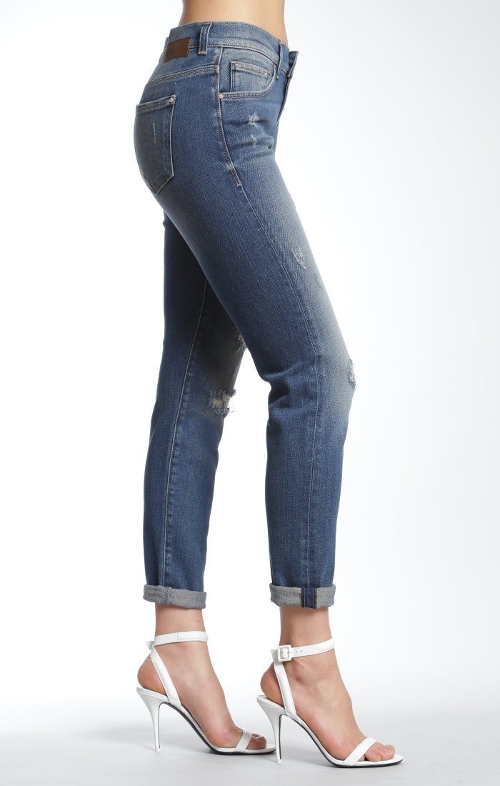 BRENDA AUTHENTIC BOYFRIEND IN MID BLUE RIPPED 90'S - Mavi Jeans