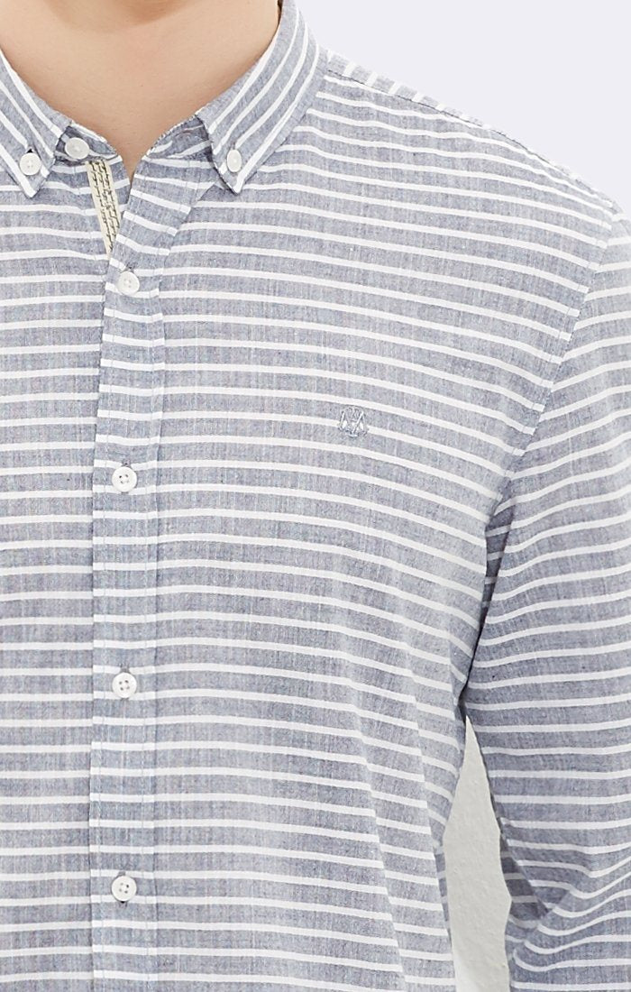 STRIPED LINEN SHIRT - BLUE - Mavi Jeans