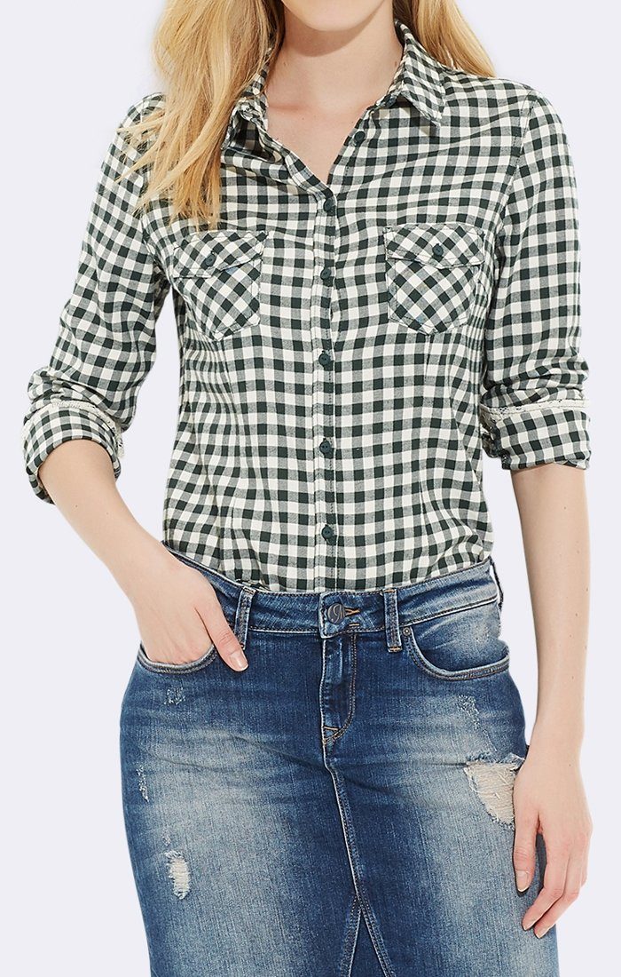 LACE DETAIL PLAID SHIRT - Mavi Jeans