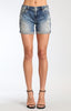 PIXIE SHORTS IN MID RIPPED PATCH VINTAGE - Mavi Jeans