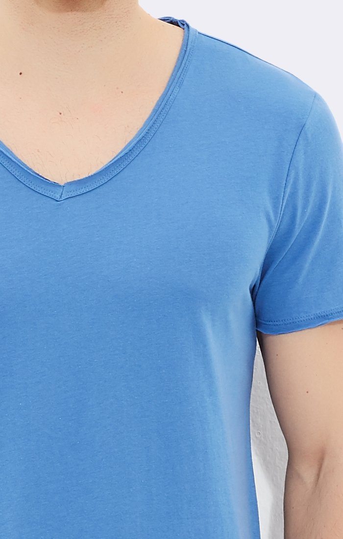 BASIC V-NECK TEE - BLUE - Mavi Jeans