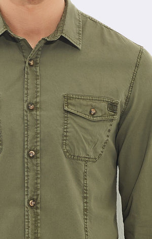 DOUBLE POCKET SHIRT - ARMY GREEN - Mavi Jeans