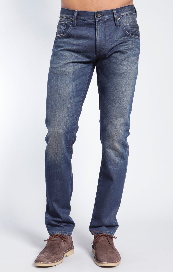 JAKE SLIM LEG IN DARK WHITE EDGE - Mavi Jeans