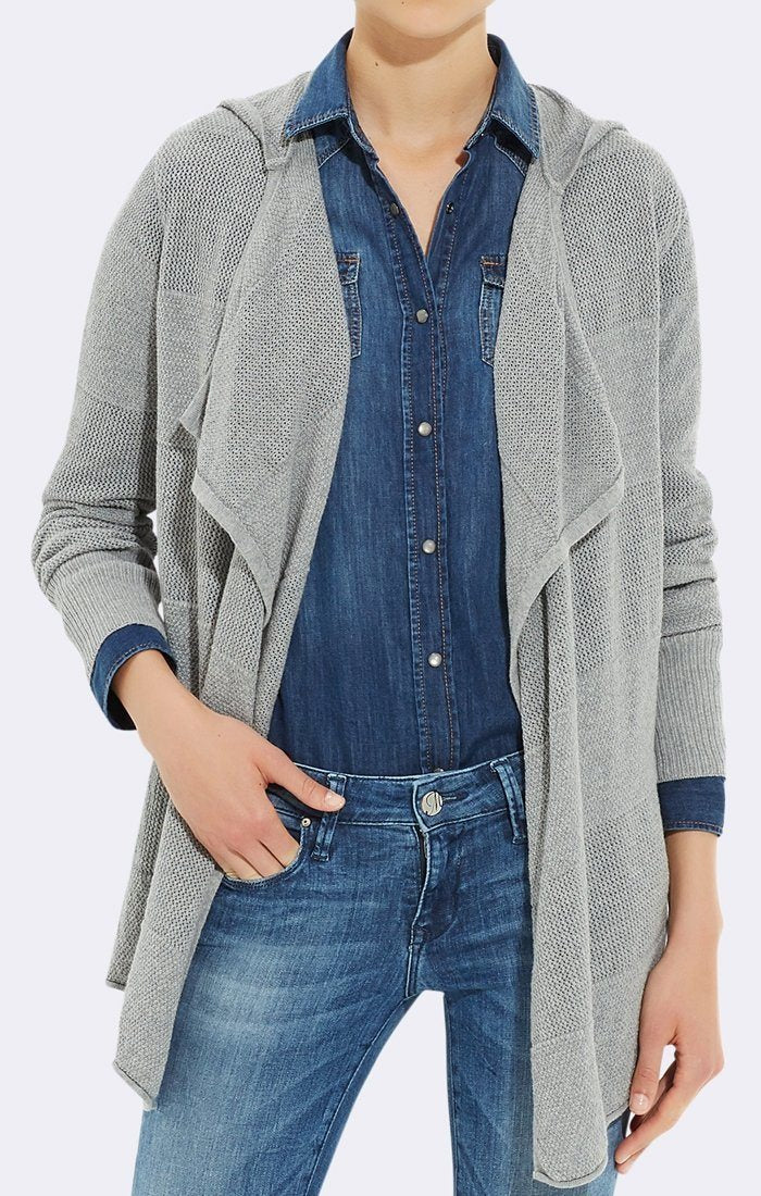 ZIP DETAIL CARDIGAN WITH HOOD - Mavi Jeans