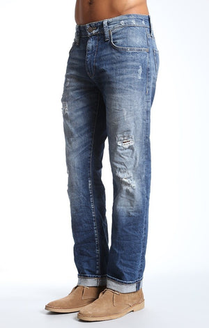 ZACH STRAIGHT LEG IN TRUE BLUE RIPPED VINTAGE - Mavi Jeans