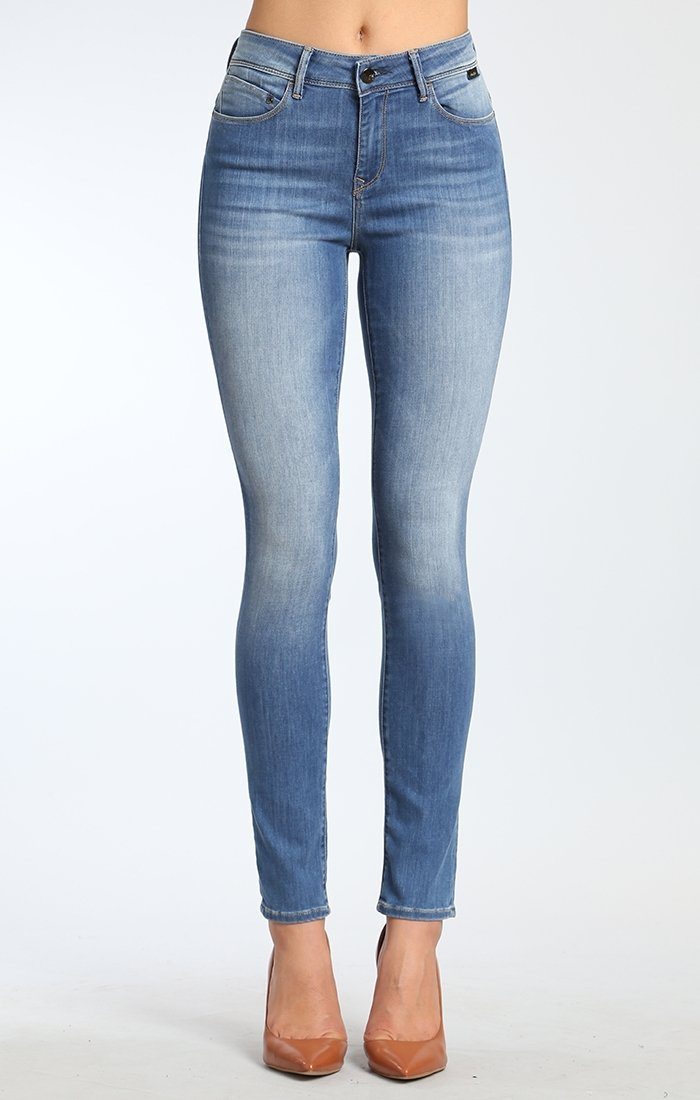 ALISSA SUPER SKINNY IN MID INDIGO GOLD FEATHER - Mavi Jeans