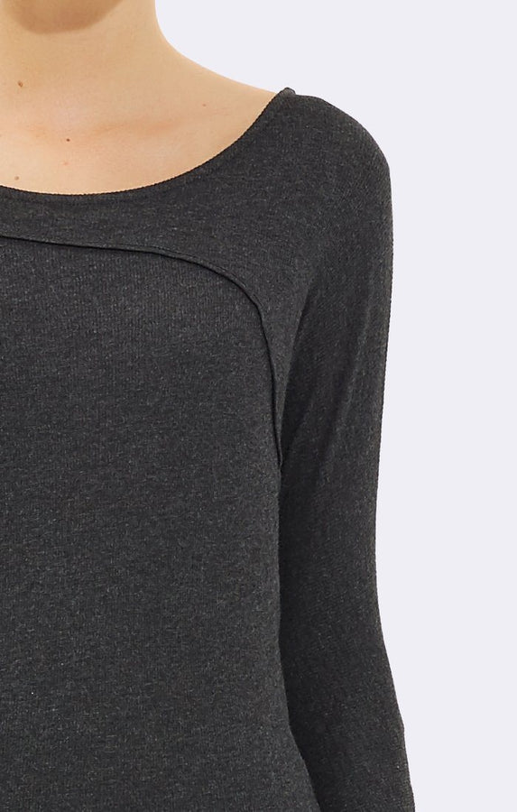 LONG SLEEVE TOP - DARK GREY - Mavi Jeans