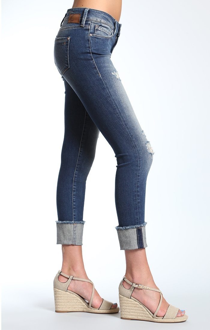 ERICA CUFFED SKINNY IN INDIGO RIPPED VINTAGE - Mavi Jeans