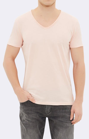 BASIC V-NECK TEE - DUSTY PINK - Mavi Jeans