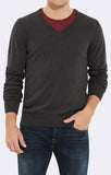 V-NECK SWEATER - DARK GREY - Mavi Jeans