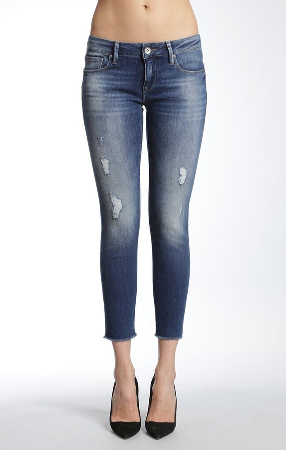 SERENA ANKLE SUPER SKINNY  IN DARK RIPPED VINTAGE - Mavi Jeans