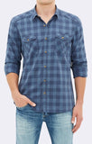 DOUBLE POCKET SHIRT MOON INDIGO CHECK - Mavi Jeans