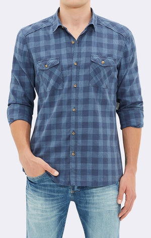 DOUBLE POCKET SHIRT MOON INDIGO CHECK - Mavi Jeans