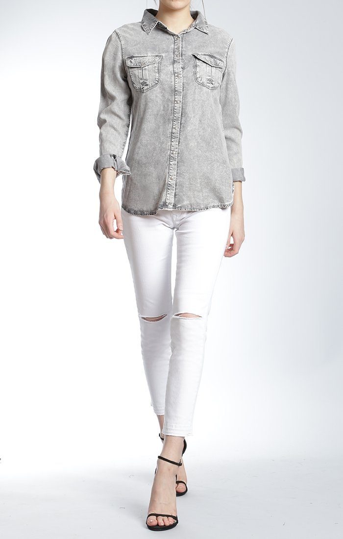 ADRIANA ANKLE SUPER SKINNY  IN WHITE DESTRUCTED TR - Mavi Jeans