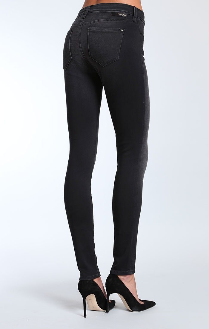 ALEXA SKINNY IN BLACK USED GOLD SATEEN - Mavi Jeans