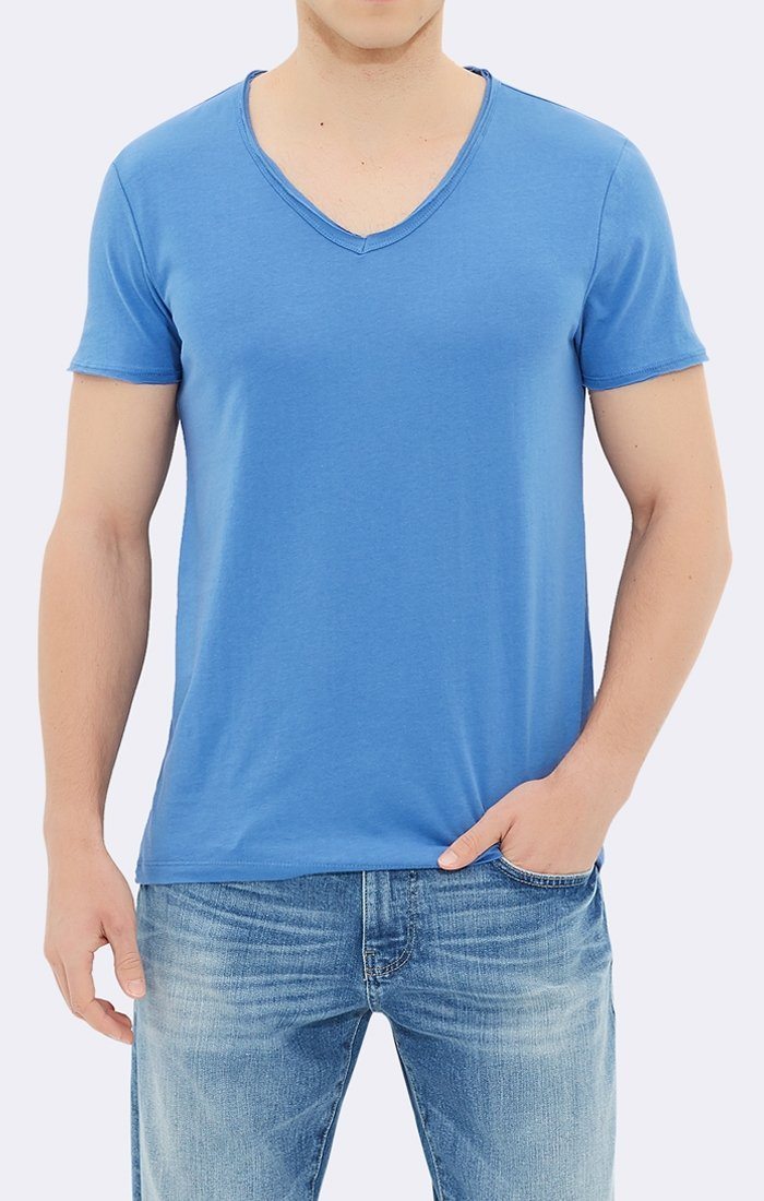 BASIC V-NECK TEE - BLUE - Mavi Jeans