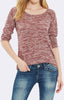 THREE-QUARTER SLEEVE TOP - WINE - Mavi Jeans