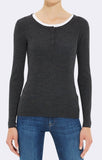 FITTED HENLEY SWEATER ANTHRACITE MELANGE - Mavi Jeans