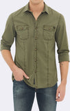 DOUBLE POCKET SHIRT - ARMY GREEN - Mavi Jeans