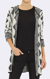 HOODED JACQUARD LONG CARDIGAN - Mavi Jeans