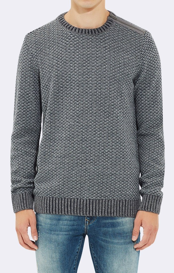 ZIP-DETAIL SWEATER - GREY - Mavi Jeans