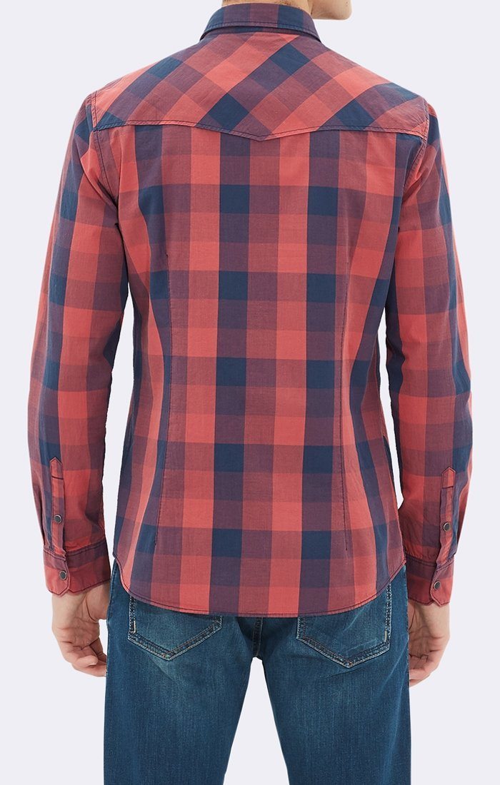 CHECKED SHIRT - BRICK RED - Mavi Jeans