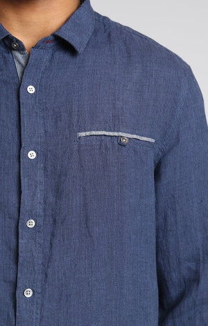 LINEN SLIM FIT SHIRT IN PIN STRIPE - Mavi Jeans