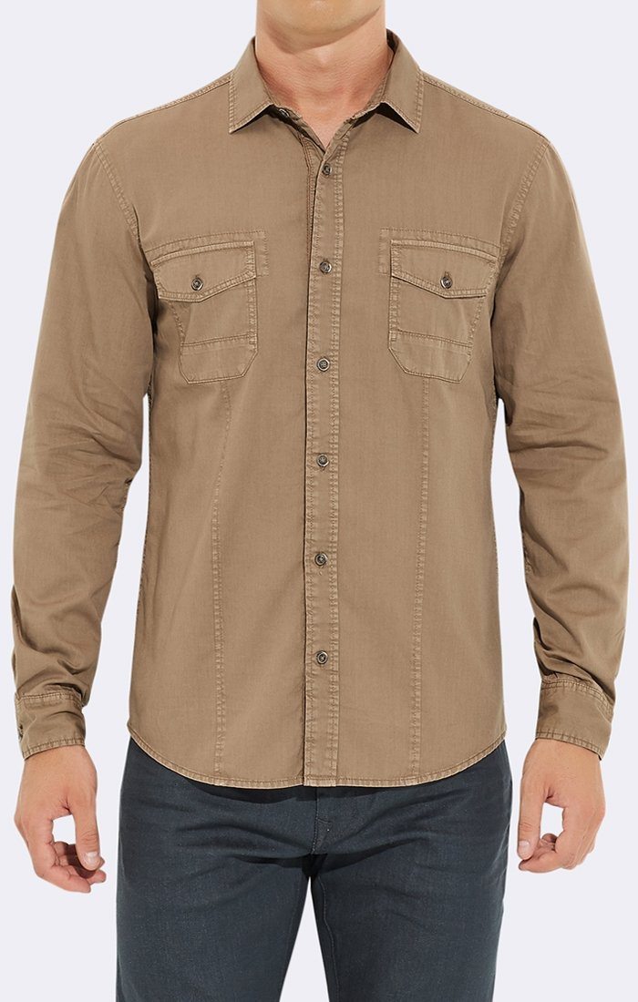 FOLDED SLEEVE SHIRT - WALNUT - Mavi Jeans