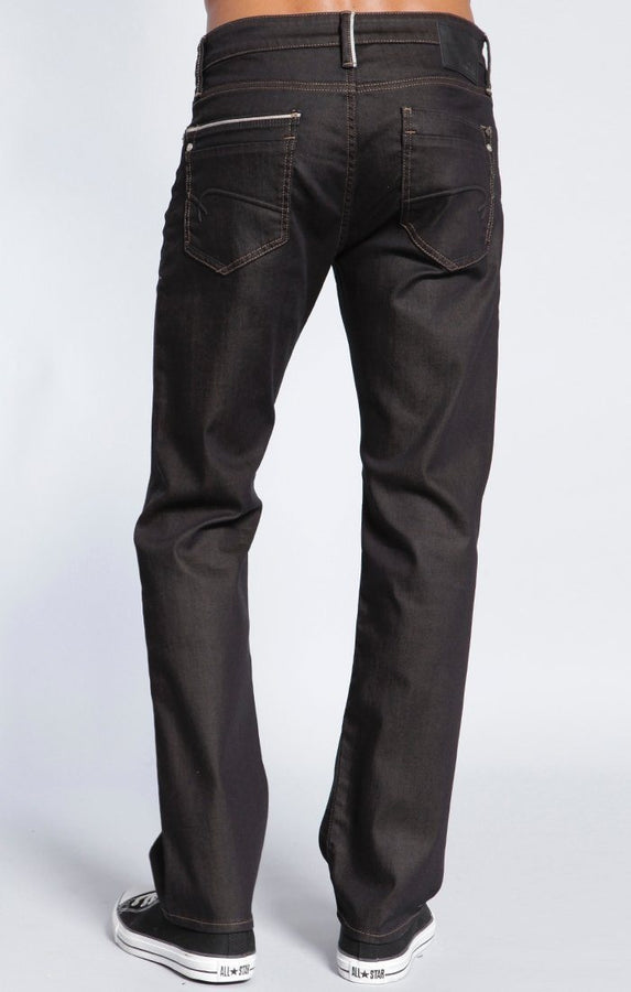 ZACH STRAIGHT LEG IN MOOG BROWN WHITE EDGE - Mavi Jeans