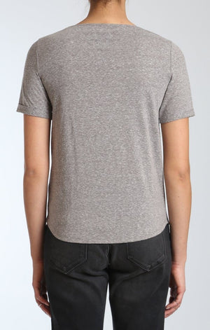 T-SHIRT ZIPPED CHEST POCKET - GREY MELANGE - Mavi Jeans