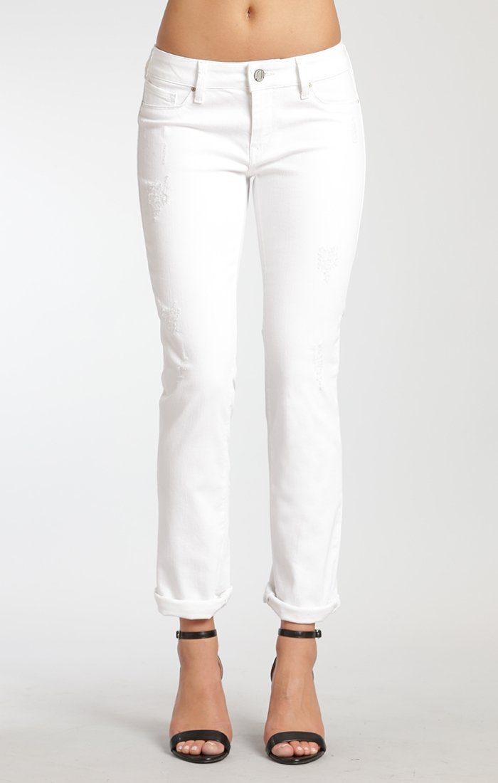 EMMA SLIM BOYFRIEND IN WHITE RIPPED TRIBECA - Mavi Jeans