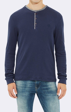 LONG SLEEVE TAB HENLEY - INDIGO - Mavi Jeans