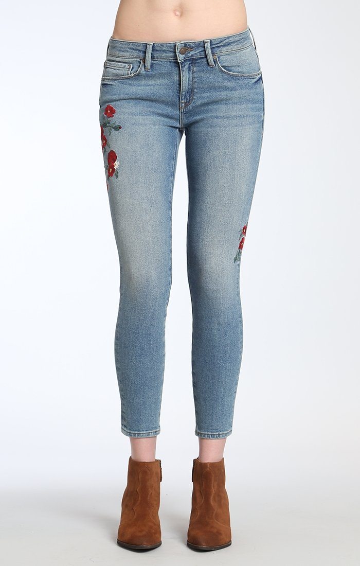 ADRIANA ANKLE SUPER SKINNY IN MID FLOWER EMBROIDERY - Mavi Jeans