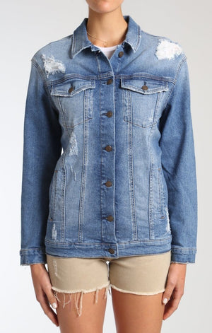 JILL JACKET IN MID RIPPED RETRO - Mavi Jeans