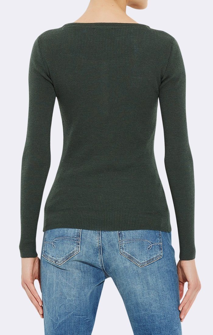 FITTED HENLEY SWEATER - WANDER GREEN - Mavi Jeans