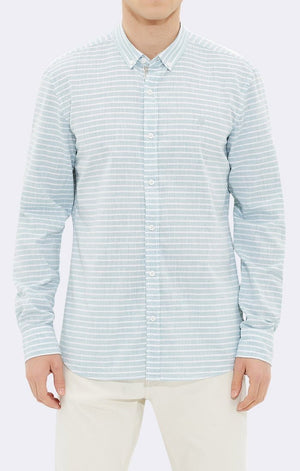 STRIPED LINEN SHIRT - AQUA - Mavi Jeans