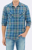 DOUBLE POCKET PLAID SHIRT - INDIGO CHECK - Mavi Jeans