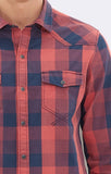 CHECKED SHIRT - BRICK RED - Mavi Jeans