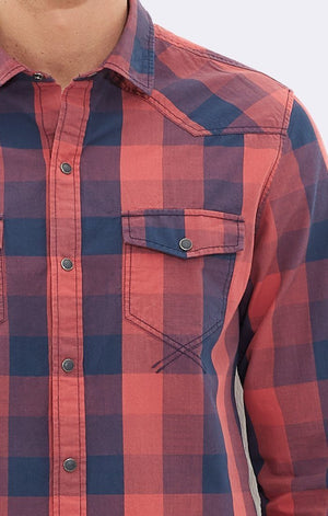 CHECKED SHIRT - BRICK RED - Mavi Jeans